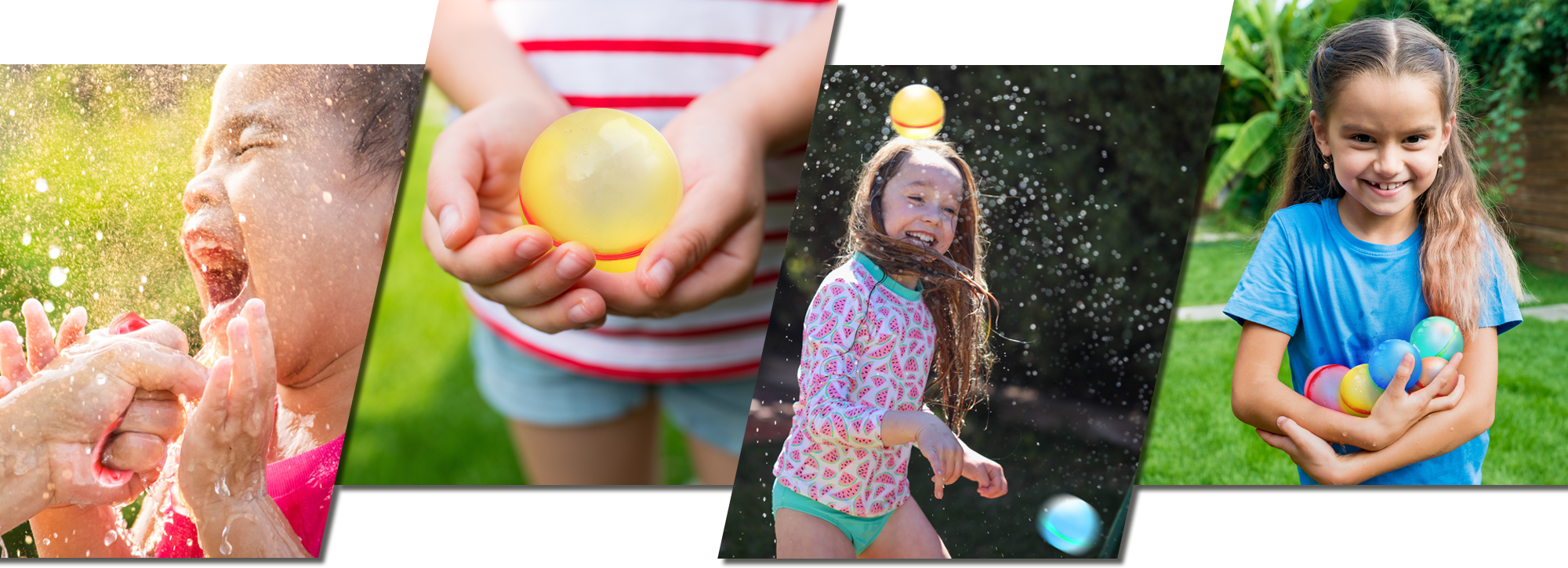 Children playing with reusable silicone water balls